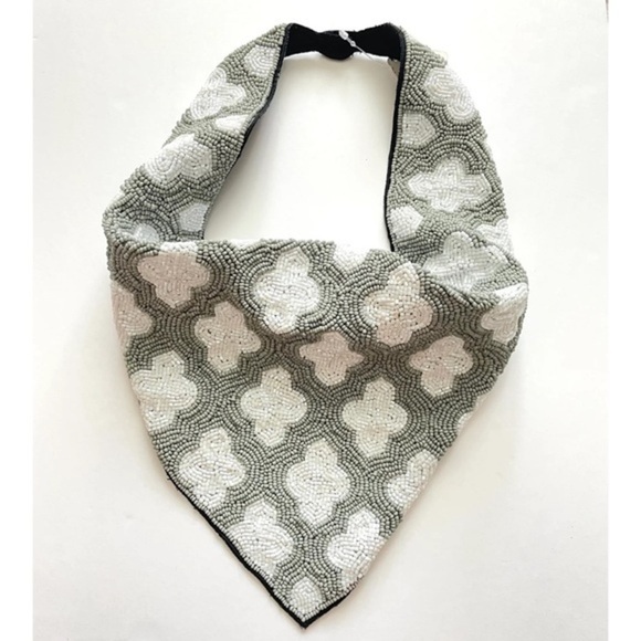 Gray Clover Beaded Bib Necklace - Picture 1 of 4